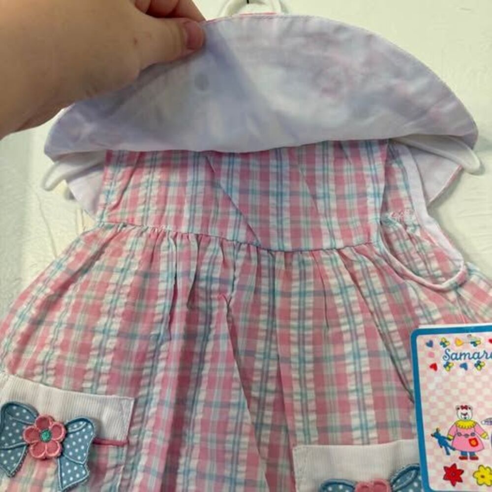 Vintage Samara plaid gingham bow dress and bloomers NWT Sz 18 months - Picture 2 of 7